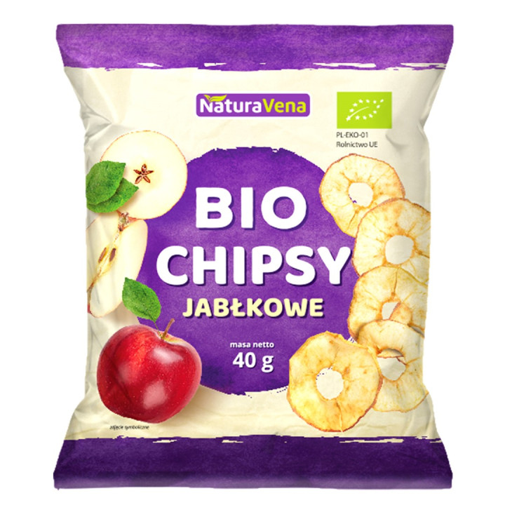 Chipsy Jabłkowe Suszone Bezglutenowe BIO 40 g - Naturavena - Ekochatka