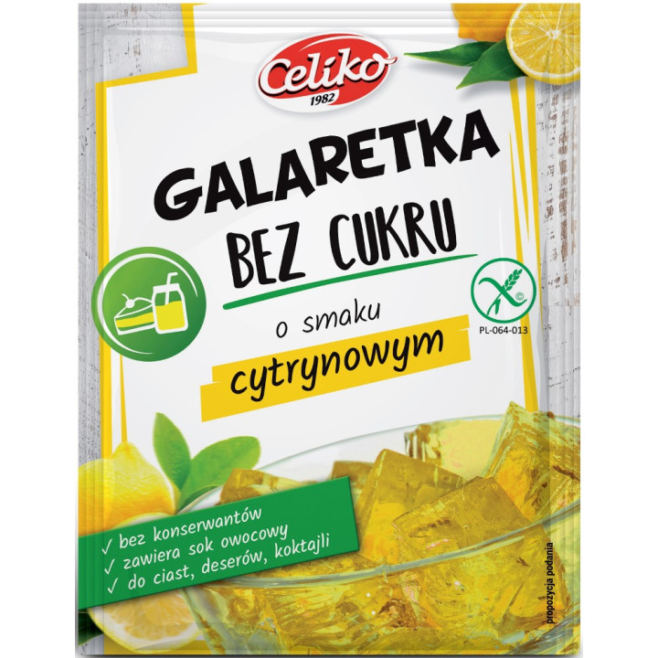 Galaretka Cytrynowa Bez Cukru Bezglutenowa 14 g - Celiko - Ekochatka