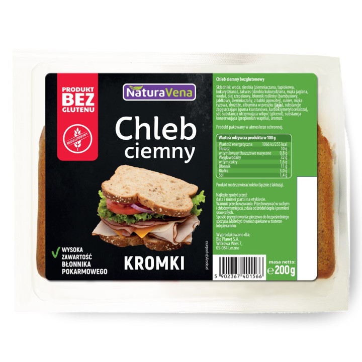 Chleb Ciemny Krojony Bezglutenowy 200 g - Naturavena - Ekochatka