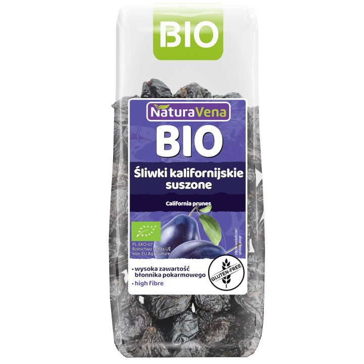 Śliwki Kalifornijskie Suszone Bezglutenowe BIO 200 g - Naturavena - Ek