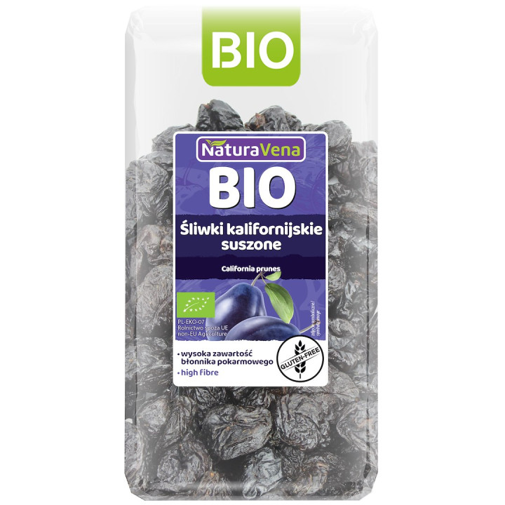Śliwki Kalifornijskie Suszone Bezglutenowe BIO 400 g - Naturavena - Ek