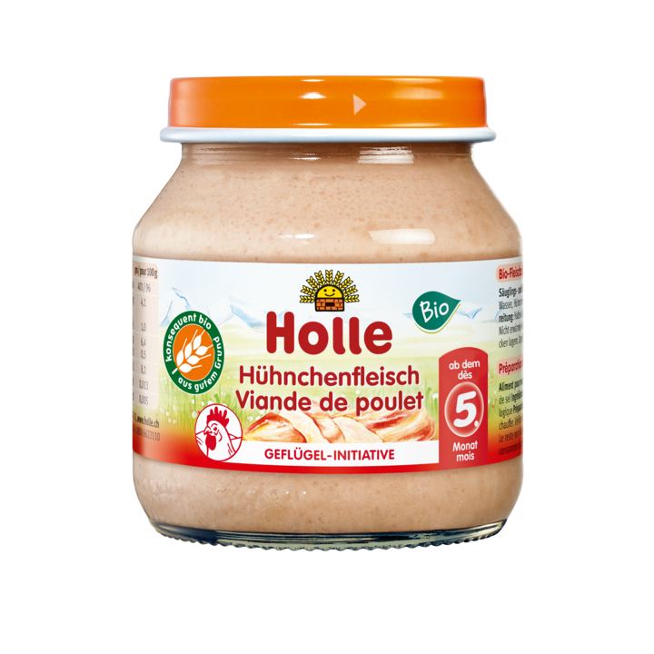 Kurczak dla Niemowląt Bezglutenowy od 5 Miesiąca BIO 125 g - Holle - E