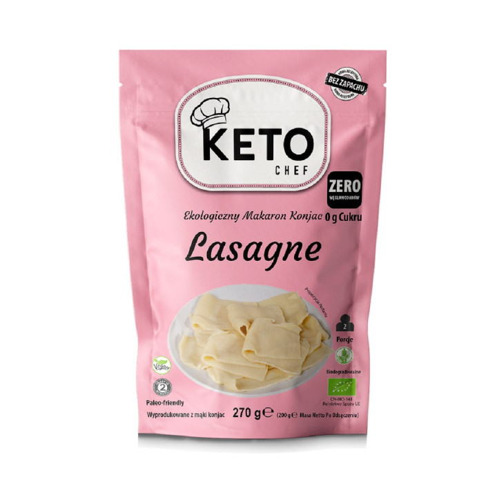 Makaron Konjac Lasagne Bezglutenowy BIO 200 g - Keto Chef - Ekochatka
