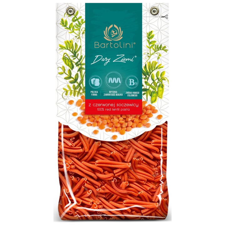 Makaron Proteinowy z Soczewicy Czerwonej Warkocz 250 g - Bartolini - E