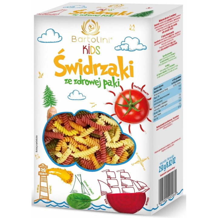 Makaron Świdrzaki z Warzywami dla Dzieci 250 g - Bartolini - Ekochatka