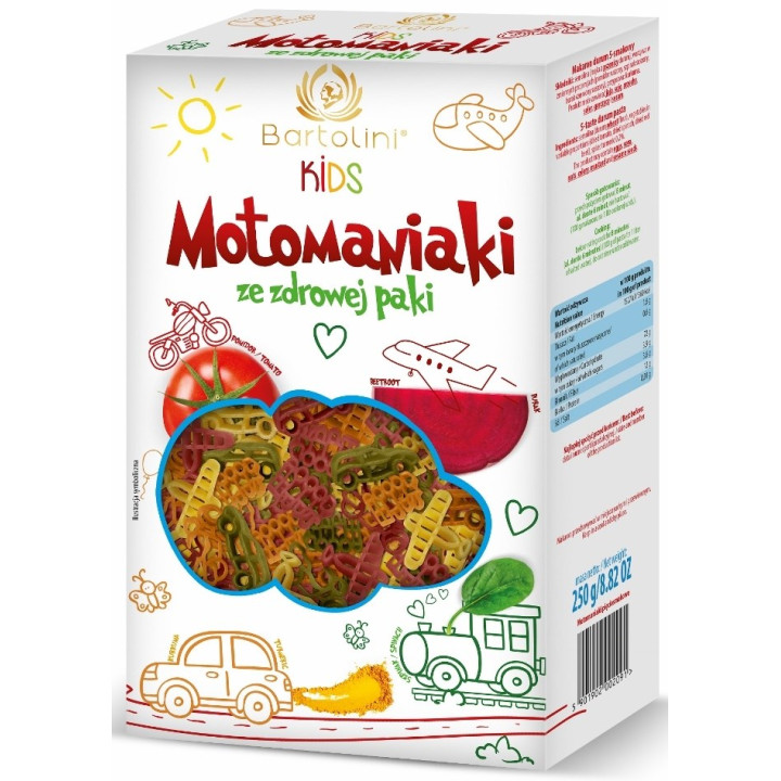 Makaron Motomaniaki z Warzywami dla Dzieci 250 g - Bartolini - Ekochat