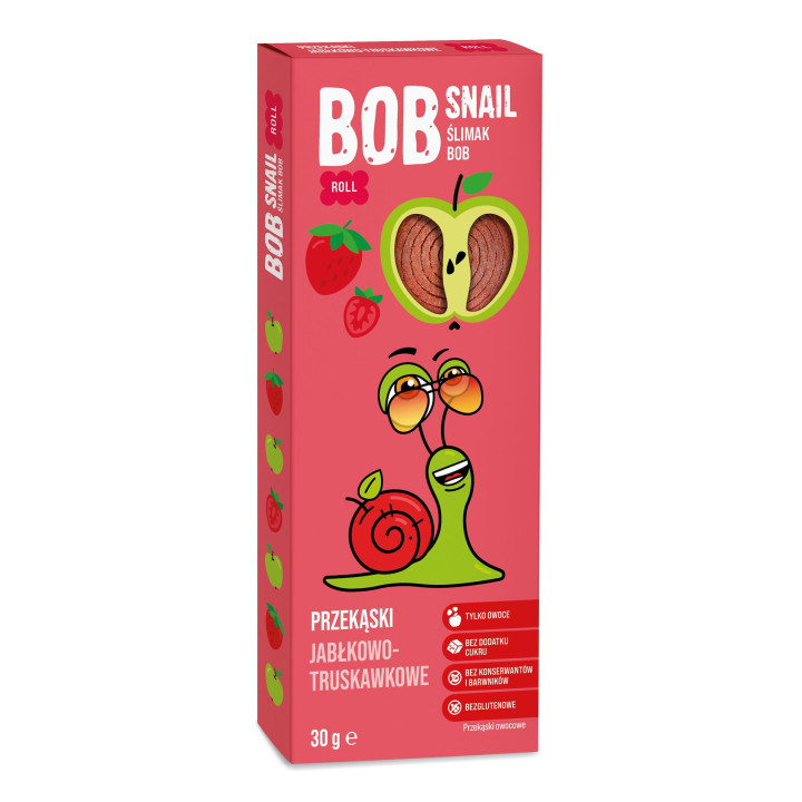 Przekaska Owocowa Roll Jablko Truskawka Bezglutenowa 30 g - Bob Snail 