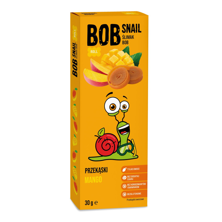 Przekąska Owocowa Roll Mango Bezglutenowa 30 g - Bob Snail - Ekochatka