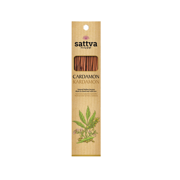 Kadzidełka Indyjskie Kardamon Naturalne 15 szt. 30 g - Sattva - Ekocha
