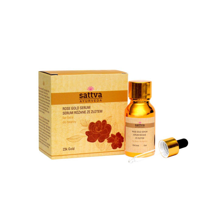 Serum Różane ze Złotem do Twarzy 15 ml - Sattva - Ekochatka