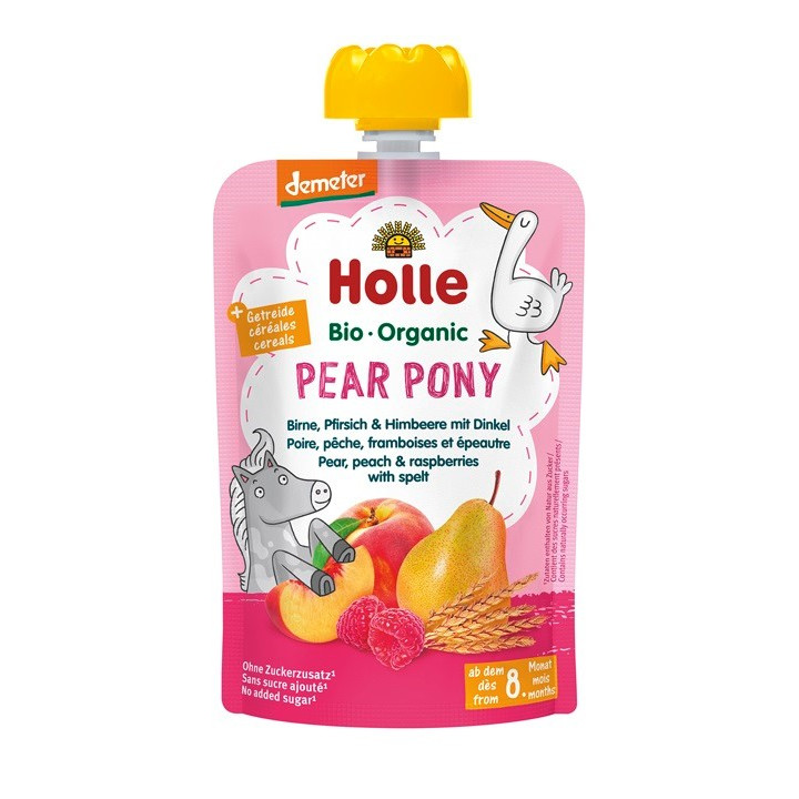 Mus Owocowy Kucyk Gruszka Brzoskwinia Malina BIO 100 g - Holle - Ekoch