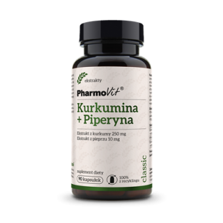 Kurkumina z Piperyną Bezglutenowe 90 kapsułek - Pharmovit - Ekochatka