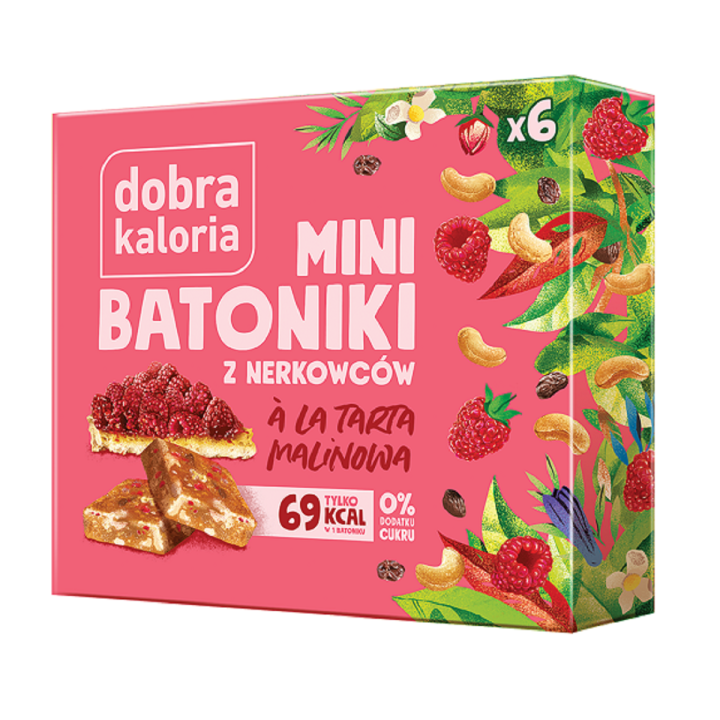 Batoniki Mini z Nerkowcow Tarta Malinowa 6 x 17 g - Dobra Kaloria - Ek