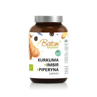 Kurkuma + Imbir + Piperyna BIO 240 Tabletek - Batom - Ekochatka