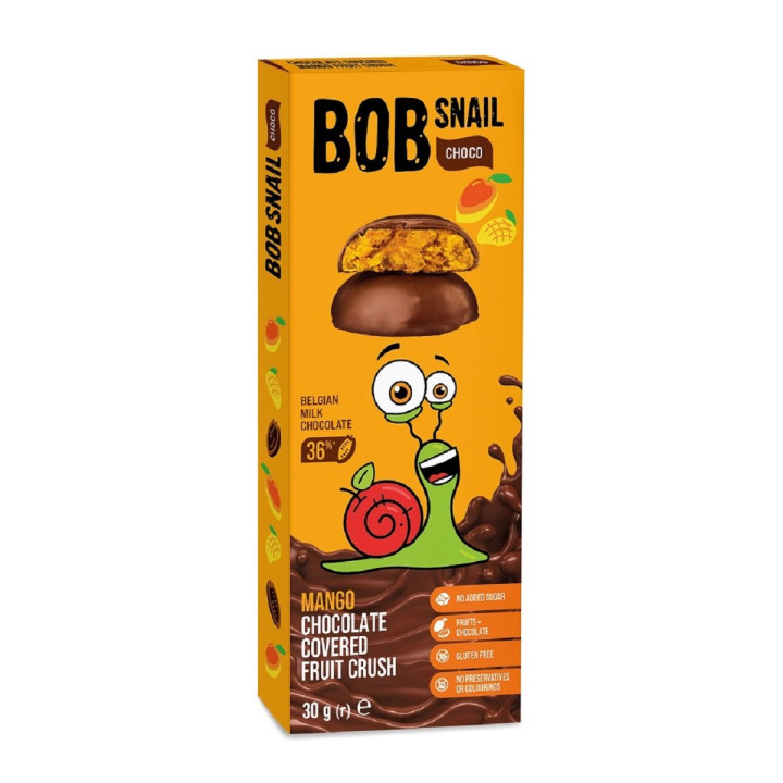 Przekaska Mango w Czekoladzie Mlecznej Bezglutenowa 30 g - Bob Snail -