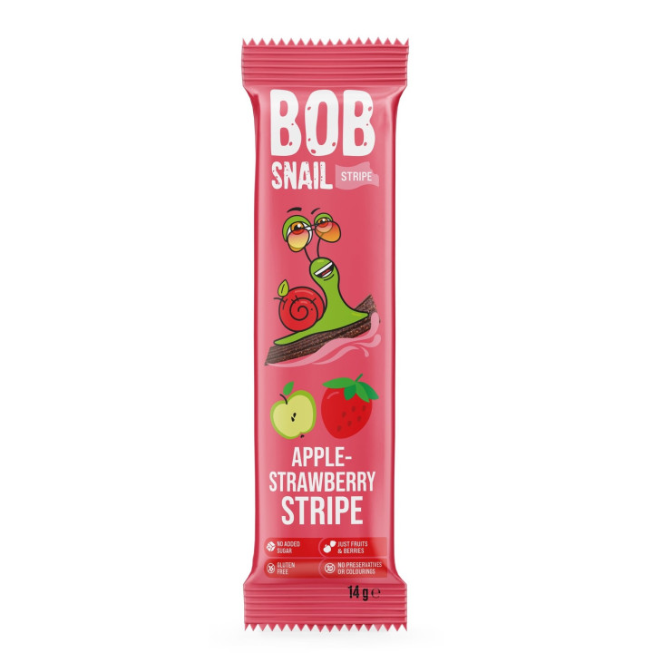 Przekąska Owocowa Stripe Jabłko-Truskawka Bezglutenowa 14 g - Bob Snai