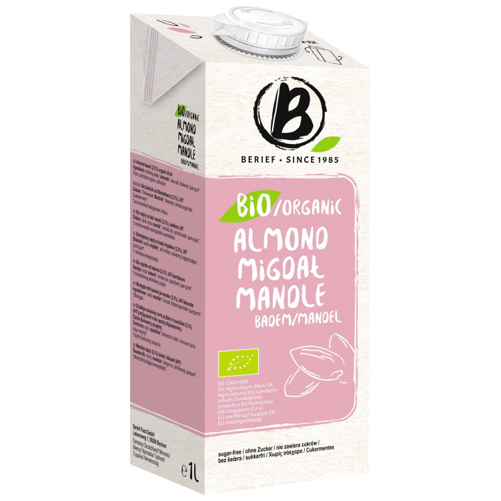 Napój Migdałowy bez Cukru Bezglutenowy BIO 1 l - Berief - Ekochatka