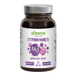 Cytrynian Magnezu z Witaminą B6 Bezglutenowy 100 Kapsułek - Biowen - E