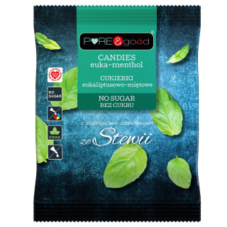 Cukierki Eukaliptusowo-Miętowe ze Stewią bez Cukru 50 g - Pure&Good - 