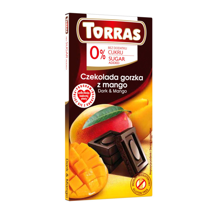 Czekolada Gorzka z Mango bez Dodatku Cukrów Bezglutenowa 75 g - Torras