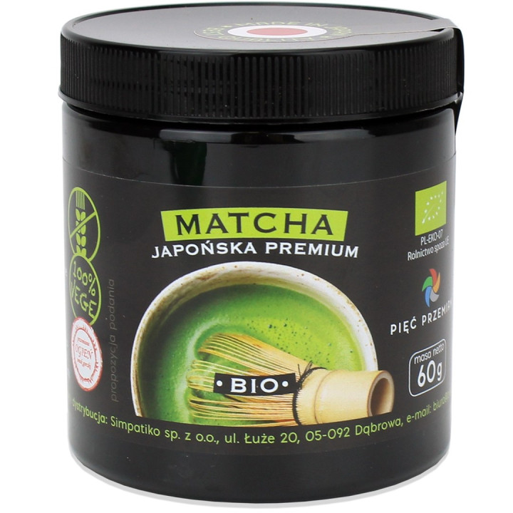 Herbata Zielona Matcha Japonska w Proszku Bezglutenowa BIO 60 g - Piec