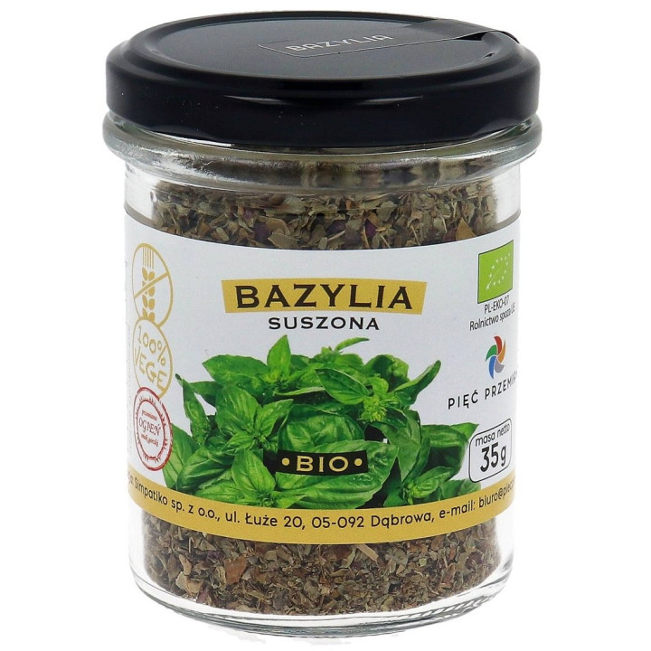 Bazylia Suszona Bezglutenowa BIO 35 g - Pięć Przemian - Ekochatka