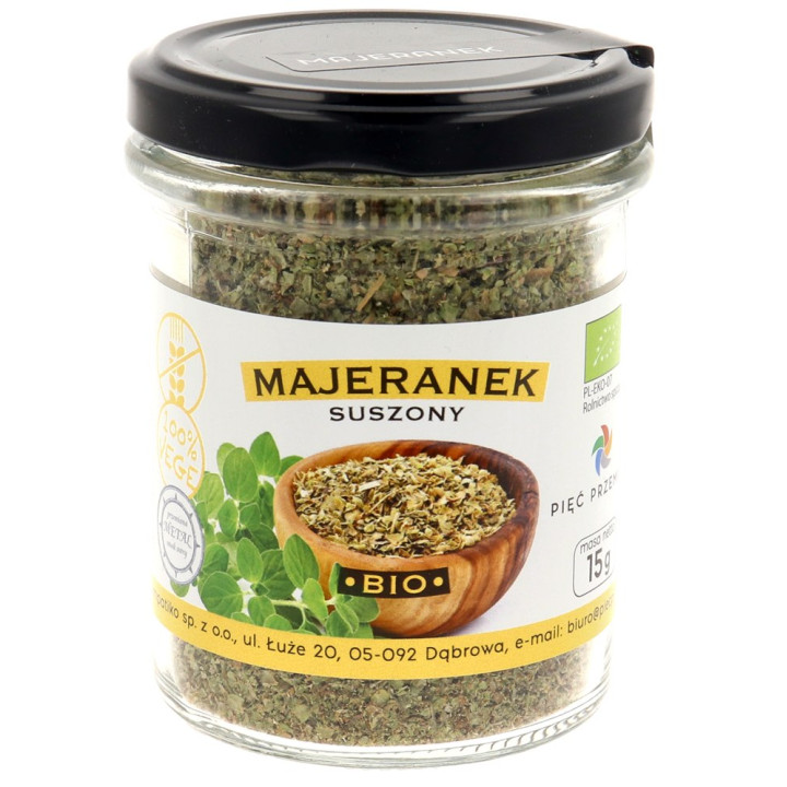 Majeranek Suszony Bezglutenowy BIO 15 g - Pięć Przemian - Ekochatka