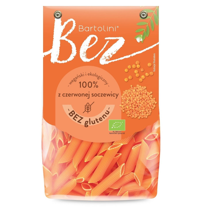 Makaron Penne z Soczewicy Czerwonej Bezglutenowy BIO 250 g - Bartolini