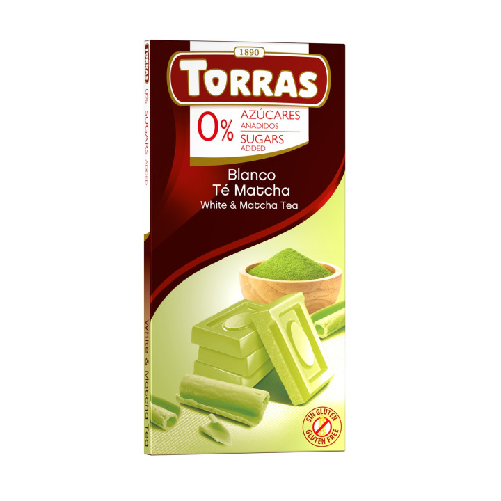 Czekolada Biała z Herbatą Matcha Bezglutenowa 75 g - Torras - Ekochatk