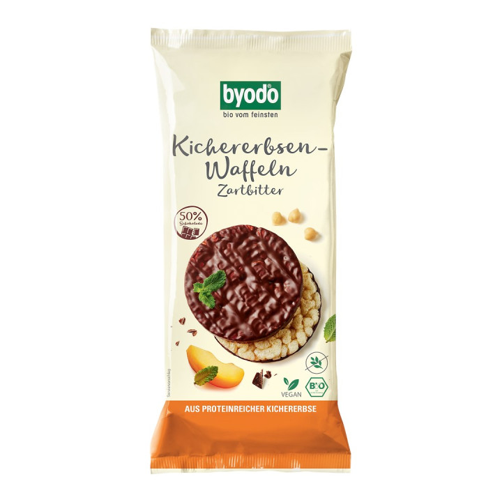 Wafle z Ciecierzycy w Czekoladzie Gorzkiej Bezglutenowe BIO 65 g - Byo