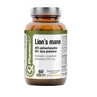 Soplówka Jeżowata Lion's Mane Ekstrakt 450 mg Bezglutenowy 60 Kapsułek