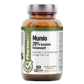 Mumio Shilajit Ekstrakt 400 mg Bezglutenowy 60 Kapsułek - Pharmovit - 