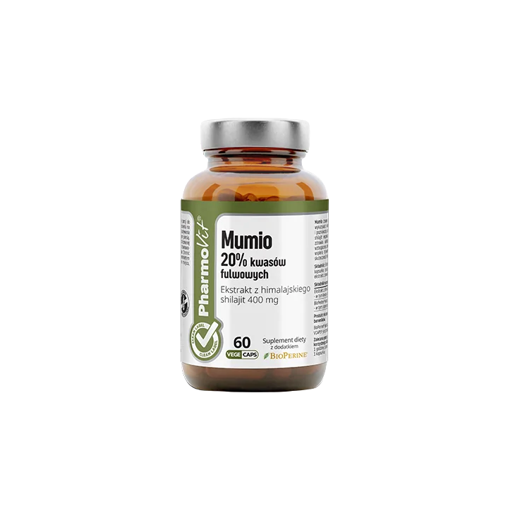 Mumio Shilajit Ekstrakt 400 mg Bezglutenowy 60 Kapsułek - Pharmovit - 