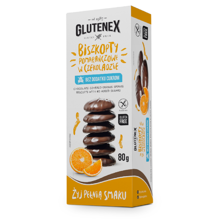 Biszkopty Pomarańczowe w Czekoladzie Bezglutenowe 80 g - Glutenex - Ek