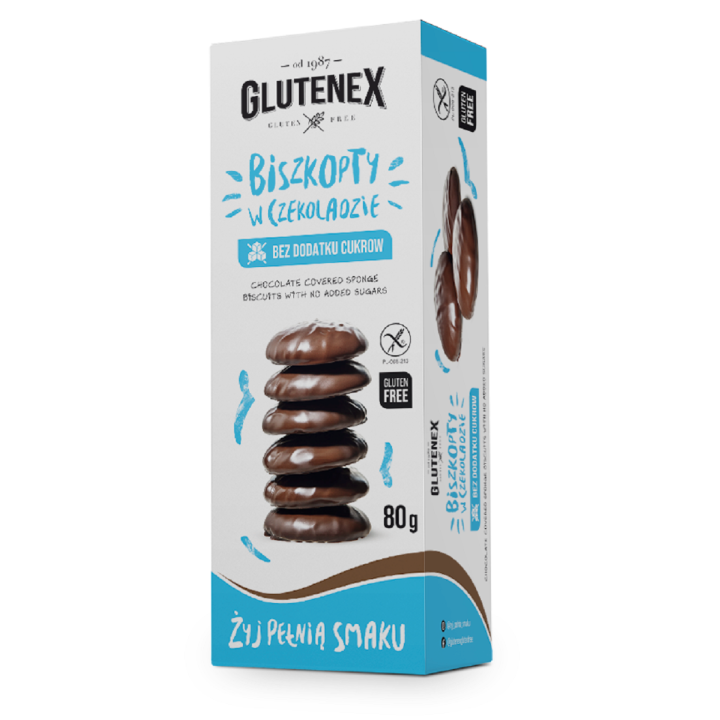 Biszkopty w Czekoladzie Bezglutenowe 80 g - Glutenex - Ekochatka