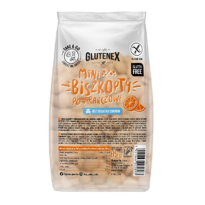 Biszkopty Mini Pomarańczowe Bezglutenowe 85 g - Glutenex - Ekochatka