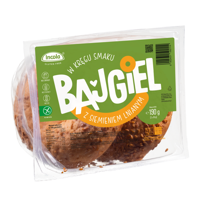 Bajgle z Siemieniem Lnianym Bezglutenowe 2 szt. 190 g - Incola - Ekoch