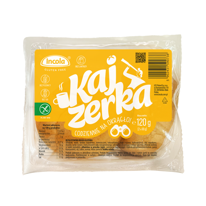 Bułki Kajzerki Bezglutenowe 2 szt. 120 g - Incola - Ekochatka