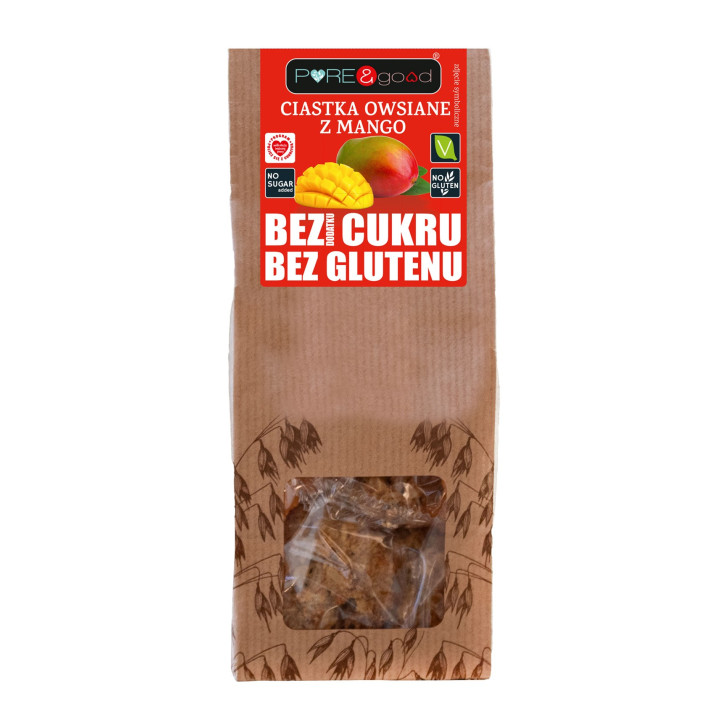 Ciastka Owsiane z Mango Bezglutenowe 150 g - Pure&Good - Ekochatka