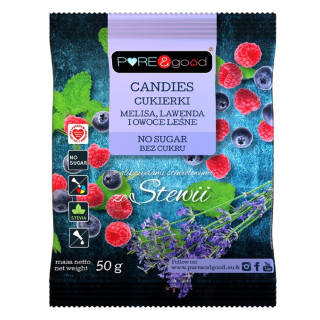 Cukierki z Melisą, Lawendą i Owocami Leśnymi ze Stewią 50 g - Pure&Goo