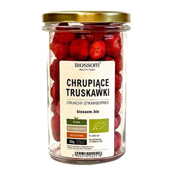 Truskawki Liofilizowane Chrupiące Bezglutenowe BIO 30 g - Biossom - Ek