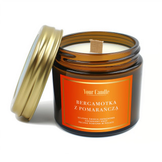 Świeca Sojowa Zapachowa Bergamotka z Pomarańczą Drewniany Knot 120 ml 