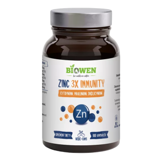 Cynk 15 mg 3x Immunity Trzy Formy Bezglutenowy 100 Kapsułek - Biowen -