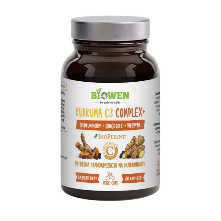 Kurkuma C3 Complex z Piperyną Bezglutenowa 60 Kapsułek - Biowen - Ekoc