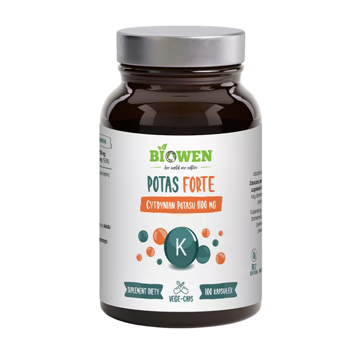 Potas Forte 1100 mg Cytrynian Potasu Bezglutenowy 100 Kapsułek - Biowe