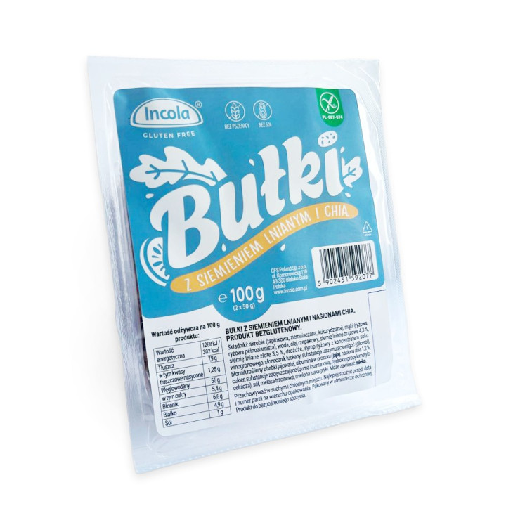 Bułki z Siemieniem Lnianym i Chia Bezglutenowe 100 g - Incola - Ekocha