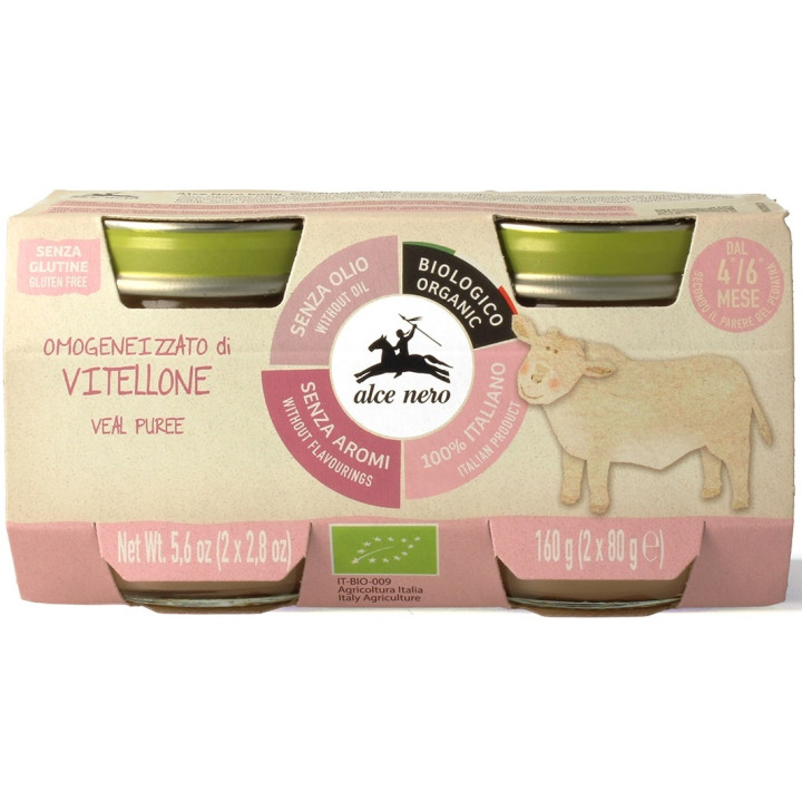Cielęcina dla Niemowląt od 4 Miesiąca BIO Bezglutenowa 2x80 g - Alce N