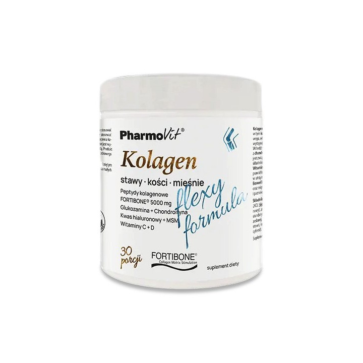 Kolagen Flexy Formula o Smaku Bananowym Bezglutenowy 196 g - Pharmovit