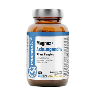 Magnez z Ashwagandhą Stress Complex Bezglutenowy 60 Kapsułek - Pharmov
