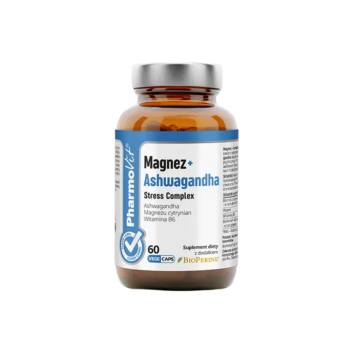Magnez z Ashwagandhą Stress Complex Bezglutenowy 60 Kapsułek - Pharmov